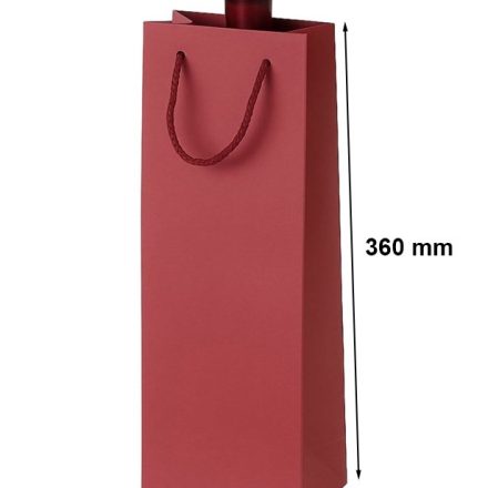 Sac cadeau de vin en papier 125x85x360 rouge avec poignée