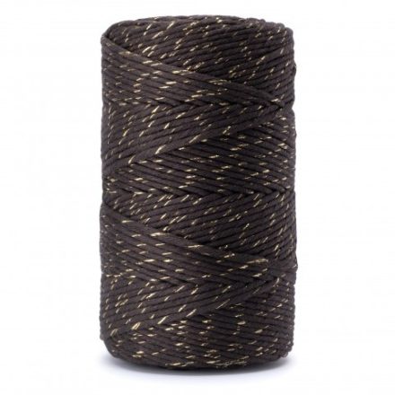 Cordon de coton ornementé 2 mm or-brun avec fil d'or 100g 45m