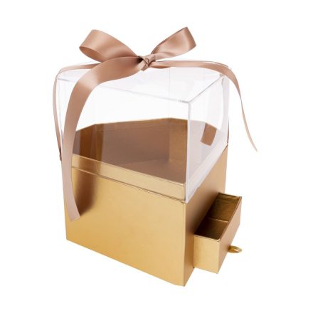Diamond Gold Flowerbox, couvercle transparent 20x20x19,5 cm 1