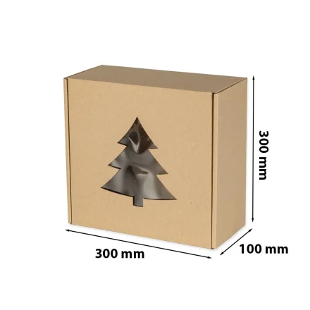Boîte cadeau de Noël avec fenêtre EKO CHOINKA 300x300x100 mm F427
