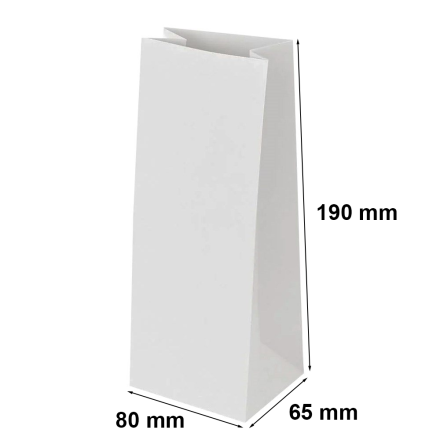 Sac en papier blanc 80x65x190 mm sans poignée