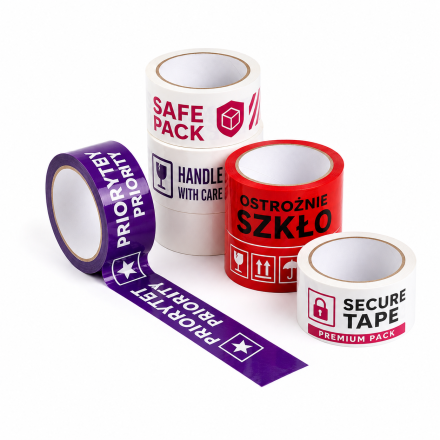 Bandes d'emballage avec logo Solvent 48 mm x 54 m, 2 les couleurs, 720 pc