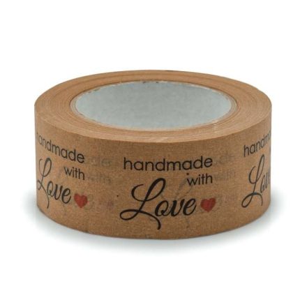 Papier Kraft Ruban de papier fait main avec amour 48 mm x 50 m marron