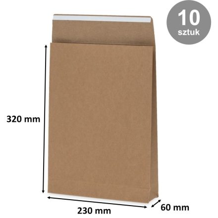 Enveloppe en carton étendue C4/A4 230x320x60 mm marron 220g 10 pcs