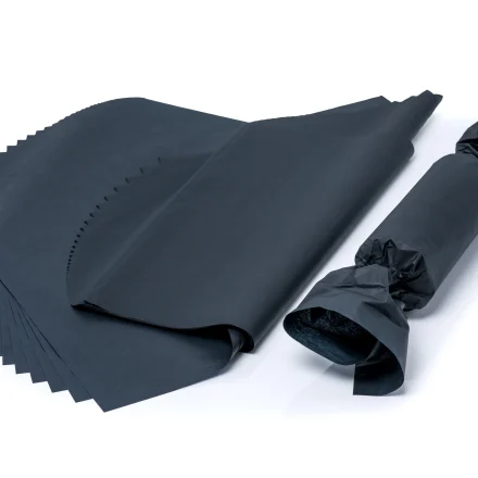 Papier lisse décoratif pour emballage noir 38x50 cm - 100 Feuilles