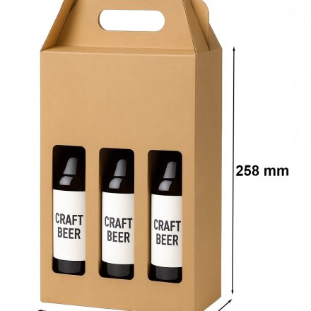 Carton avec poignée et fenêtre 210x68x258mm na 3 bière F217