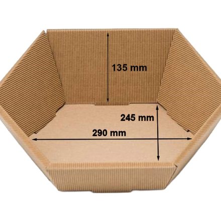 Plateau en carton ondulé revêtu d'hexagone 245x290 mm