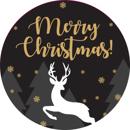Autocollants de Noël noir fi 30 mm Joyeux cerf de Noël 200 pc