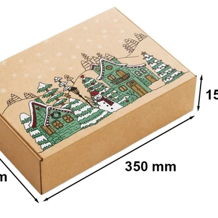 Boîte à cartes de Noël en carton 350x250x150mm Snowman Cottages F427