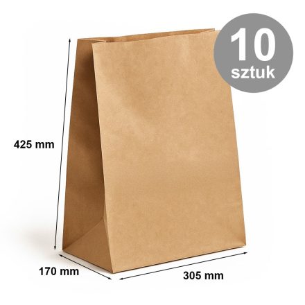 Sac en papier KLOCKOWA 305x170x425 / FLOOR BROWN - Paquet 10 pcs