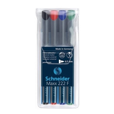 Foliotypes SCHNEIDER MAXX 222 F, stylos à filmer 0,7 mm, 4 mix couleurs