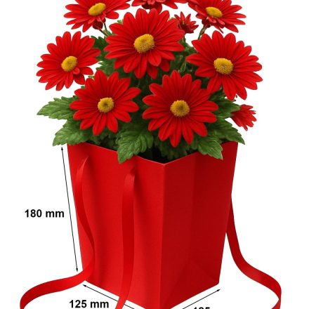 Boîte à fleurs Sac rouge 125x125x180/165x165 mm élégant pour les fleurs