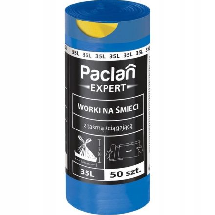Sacs à ordures Paclan Expert avec ruban adhésif 35 l, 50 Pièces bleues
