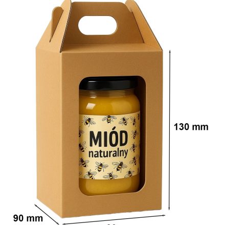 Boîte en carton avec fenêtre 90x90x130mm na 1 pot de miel FEFCO 217