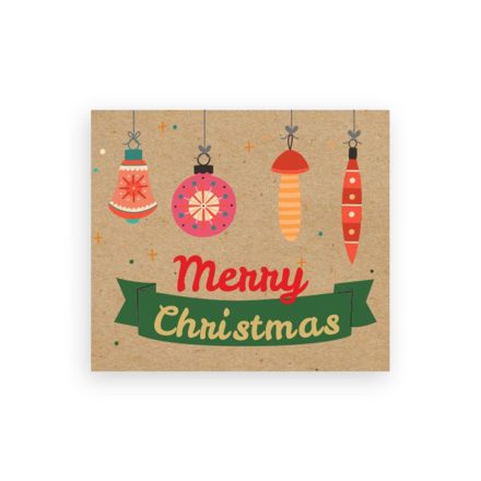 Stickers Kraft Vacances 35x40 mm Joyeux Noël avec boules 200 pcs
