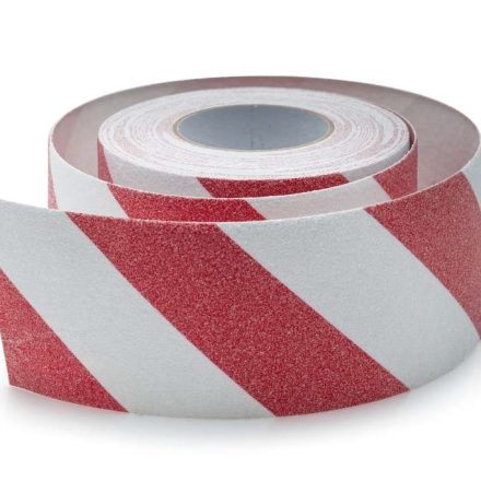 Bande antidérapante autocollante 100 mm x 18 m rouge-blanc