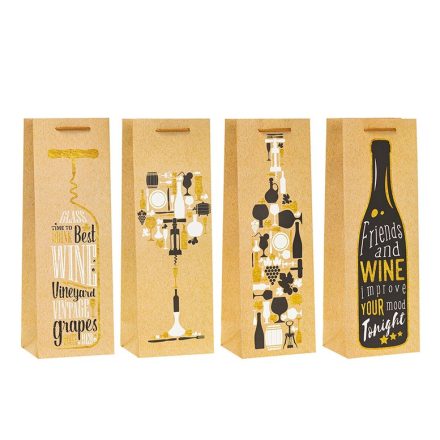 Sac cadeau en papier de vin Lux 12x9x35 cm TF-22002-BB 12 pcs