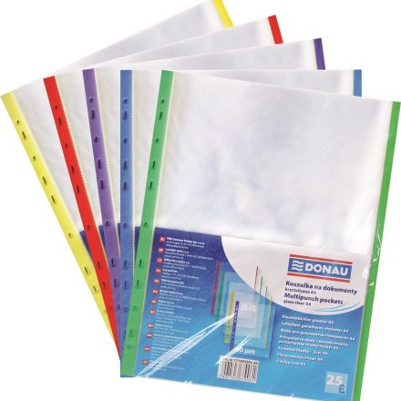 Chemises cristallines PP pour les documents A4 bord coloré 40um 25 pc