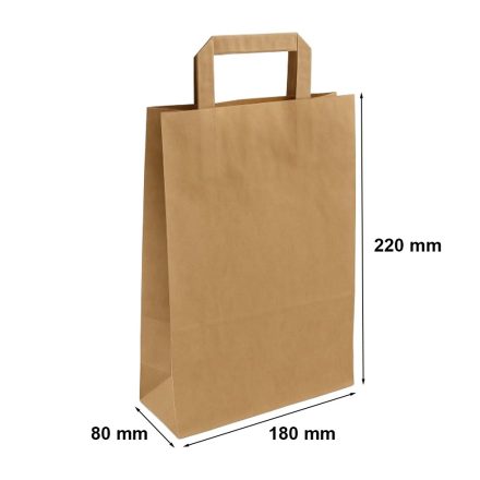Sac en papier Kraft 180x80x220 mm marron avec manche plate