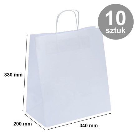 Sac de traiteur en papier 340x200x330 mm blanc lisse 10 pcs