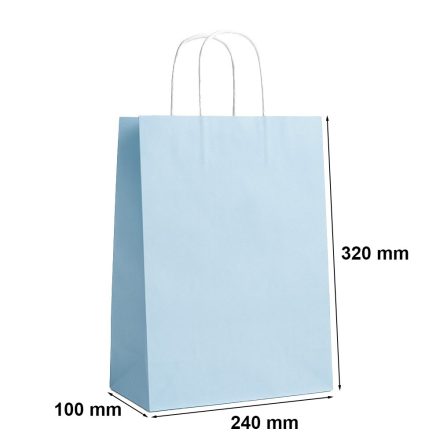 Sac en papier de présentation 240x100x320 bleu pastel avec poignée