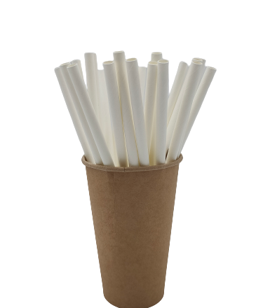 Paille de papier bio blanc 8x210 mm pour les boissons 250 pc