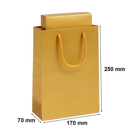 Sac plaqué or 170x70x250 mm avec support de cordon