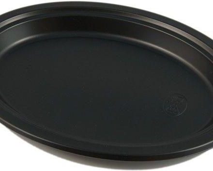 Plaques jetables en plastique PS plat noir 26 cm, 100 pcs