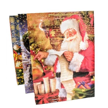 Sacs cadeaux de Noël MIX Père Noël. 345x130x480 mm, 10 pcs