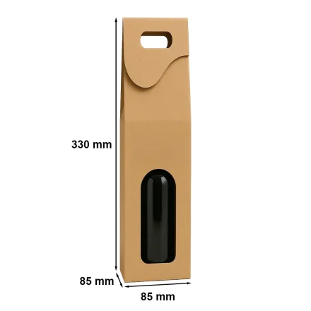 Boîte en carton recouverte de vin 85x85x330 mm marron avec poignée