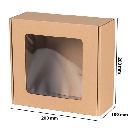 Boîte à mode avec fenêtre 200x200x100mm marron EKO