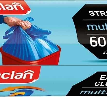 Sacs à ordures Paclan M-top 60l – 24 pcs bleu, durable