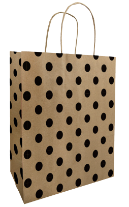 Sac en papier kraft avec points noirs 18x8x22 cm avec poignée torsadée