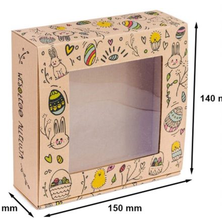 Carton de Pâques avec fenêtre, boîte cadeau 150x140x55 mm
