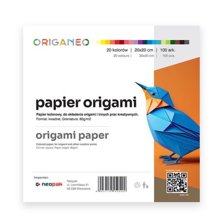 Papier pour origami ORIGANEO 20x20 cm mélange de couleurs 100 Feuilles 80 g/m2