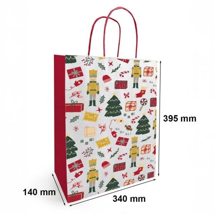 Sac de Noël avec imprimé NOELLA rouge-blanc 340x140x395 mm