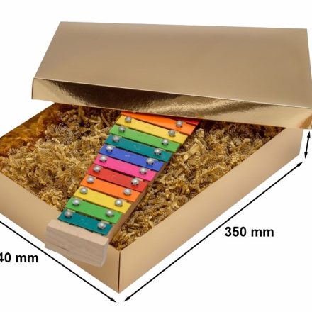 Boîte cadeau en or décorative stratifiée avec couvercle 350x240x70mm