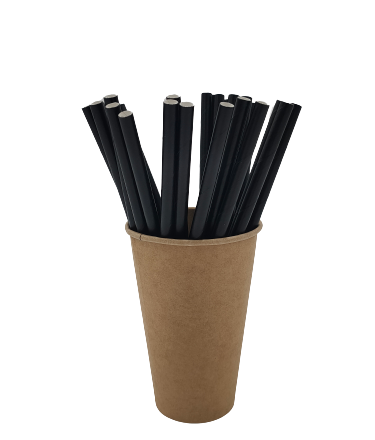 Paille de papier, noir biodégradable 8x210 mm pour les boissons 250 pc