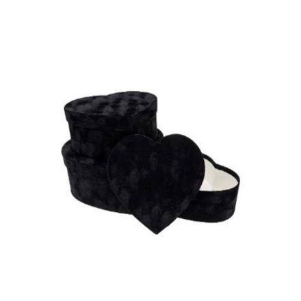 FlowerBox boites de velours pour les fleurs coeur noir ensemble 3 pcs