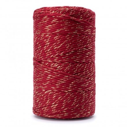 Cordon de coton orné d'or-rouge à macro 2 mm 100 g 45 m