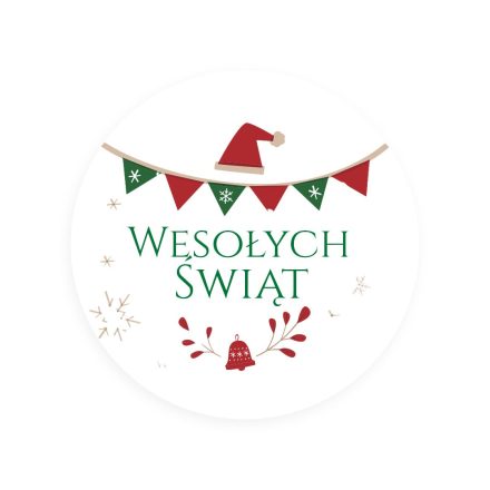 Stickers Rond Blanc de Noël 40 mm Joyeux Noël garlande. 200pc
