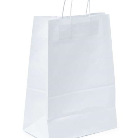 Sacs en papier 240x100x360 mm Ruban blanc avec poignée tordue