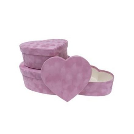Boîtes à fleurs Set de coeur rose de boîte à fleurs 3 pcs