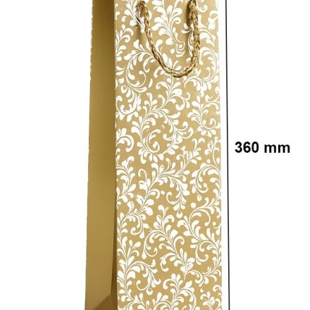 Sac cadeau en papier pour vin doré 125x85x360 avec poignée