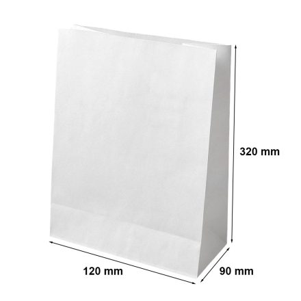 Sac en papier blanc avec fond de bloc 120x90x320 mm