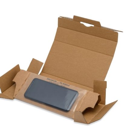 Fix Box Téléphone boîte d'expédition grise avec feuille 220x100x40 mm
