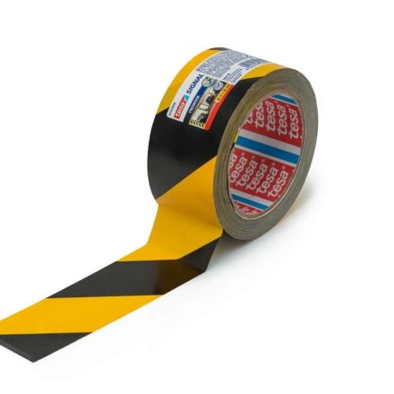 Bande d'avertissement TESA PVC 50 mm x 66 m jaune-noir autocollant