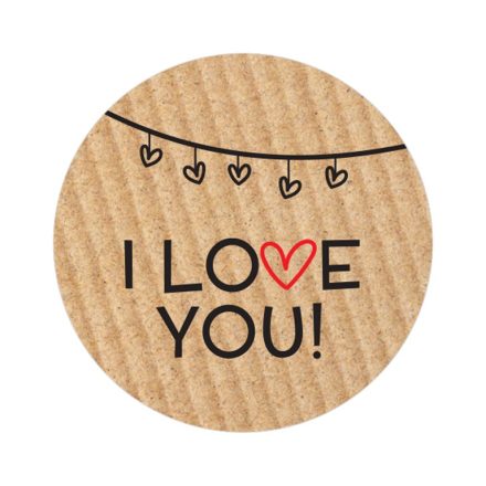 Stickers Kraft Rond Je t'aime 2, 35 mm, rouleau 200 pcs