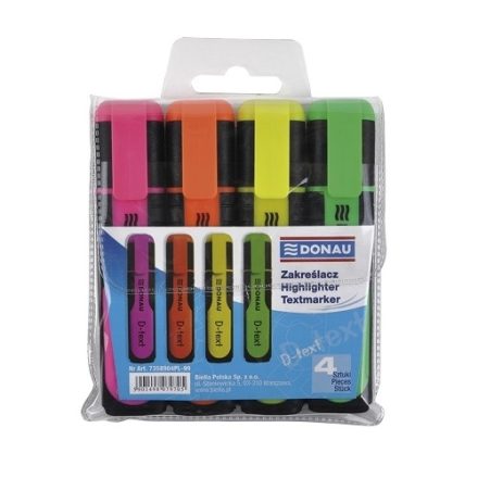 Sélecteurs fluorescents D-TEXT mélange de couleurs 4 pcs en cas