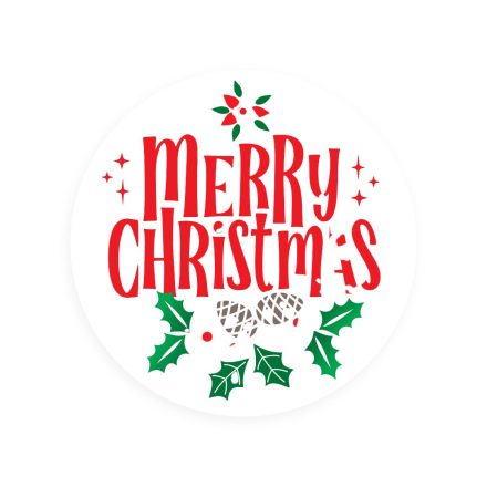 Stickers de Noël rond blanc fi40 Merry couronne de Noël 200 pc